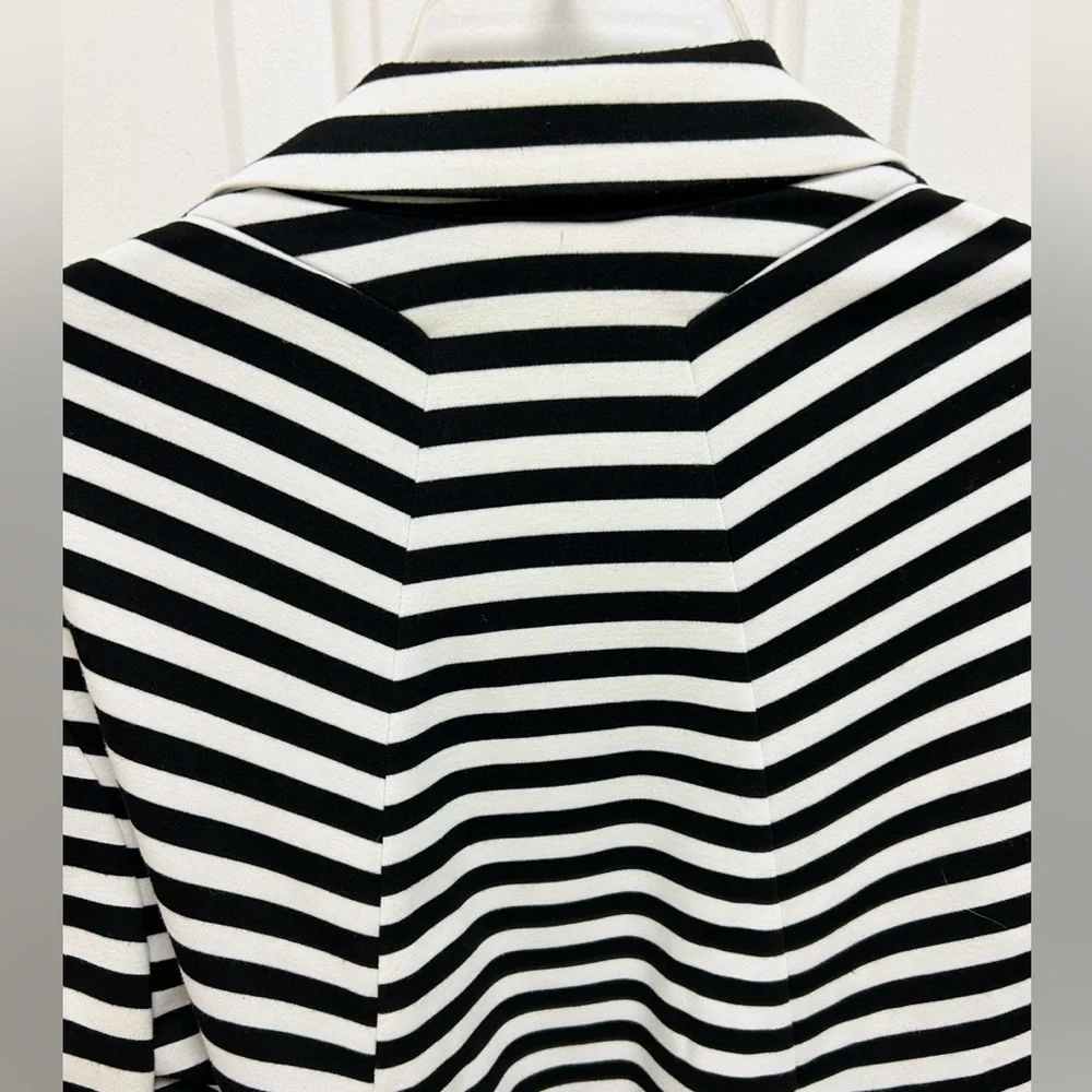 Chico’s Black & White Striped Open-Front Jacket - Picture 5 of 11